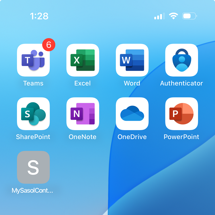 Screenshot of the iPhone Home Screen with the Contact Card icon